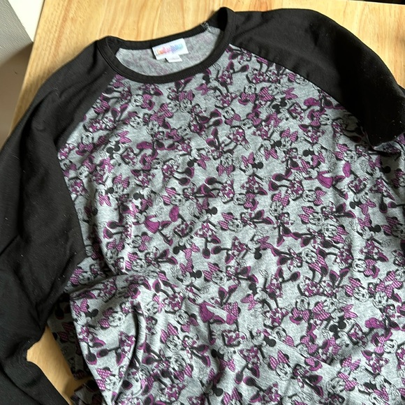 LulaRoe Minnie Mouse Randy tee size small black purple grey. - Picture 1 of 4